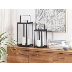 Beliani Windlichtzuilen LEPAR - Zwart Ijzer -Beliani 898b11d2b0e1410c85f625684b312b07