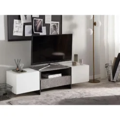 Beliani TV-kast RUSSEL - Wit Mdf -Beliani 8e4c39a4b65f43ad9e87b2009fb9b021