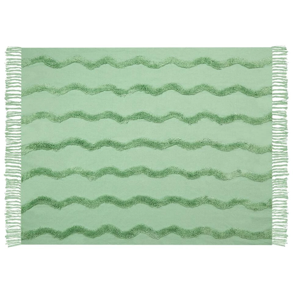 Beliani Plaid KHARI - Groen Katoen Beliani Plaid KHARI - Groen Katoen -Beliani ab1b08d5be3f4cfcae6889df4ed986dd