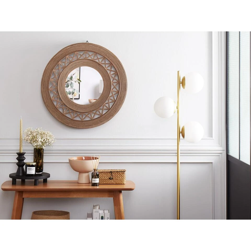 Beliani Wandspiegel CACOMA - Bruin Bamboehout Beliani Wandspiegel CACOMA - Bruin Bamboehout -Beliani ae17704e93464692bedb8311ede67405