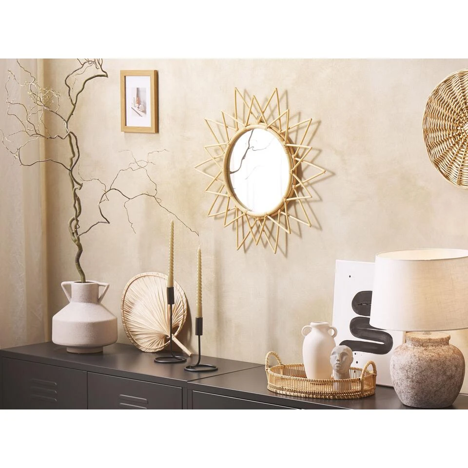 Beliani Wandspiegel AROEK - Beige Rotan, Glas Beliani Wandspiegel AROEK - Beige Rotan, Glas -Beliani c254bb2aa6c6499dad1151f37e119bb6