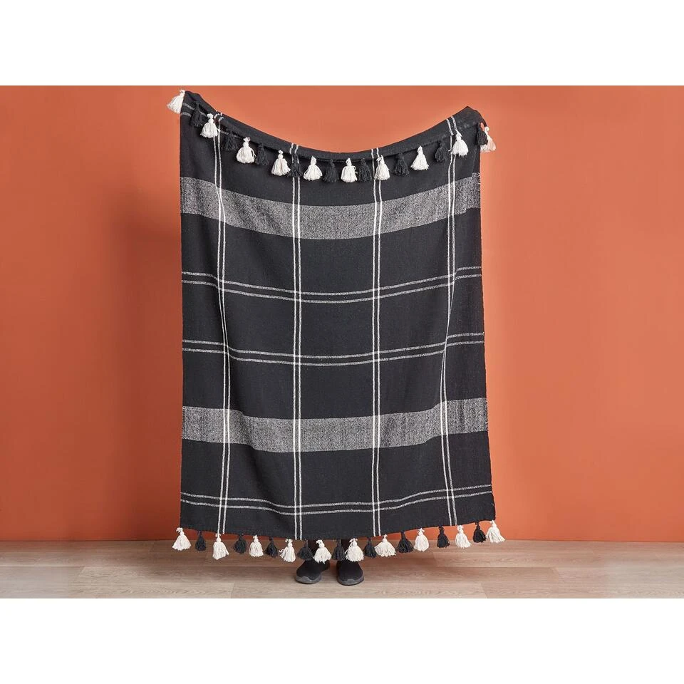 Beliani Plaid KULAC - Zwart Katoen Beliani Plaid KULAC - Zwart Katoen -Beliani c52283bf37024d0499c626815951e1a0