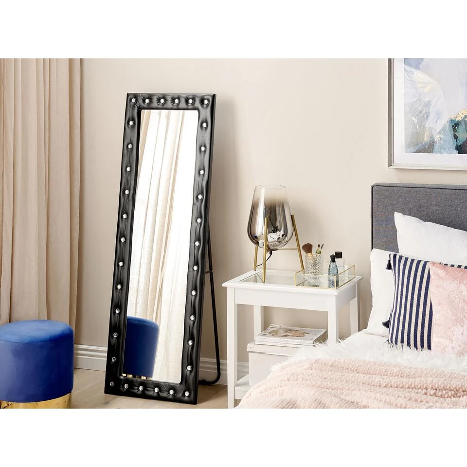 Beliani Staande Spiegel ANSOUIS - Zwart Kunstleer Beliani Staande Spiegel ANSOUIS - Zwart Kunstleer -Beliani cb12135f09f64e9aa427afca92710bf7