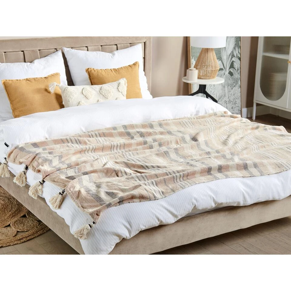 Beliani Plaid YARSELI - Beige Katoen Beliani Plaid YARSELI - Beige Katoen -Beliani e68cf7a17154439d948c240f8e9502d6