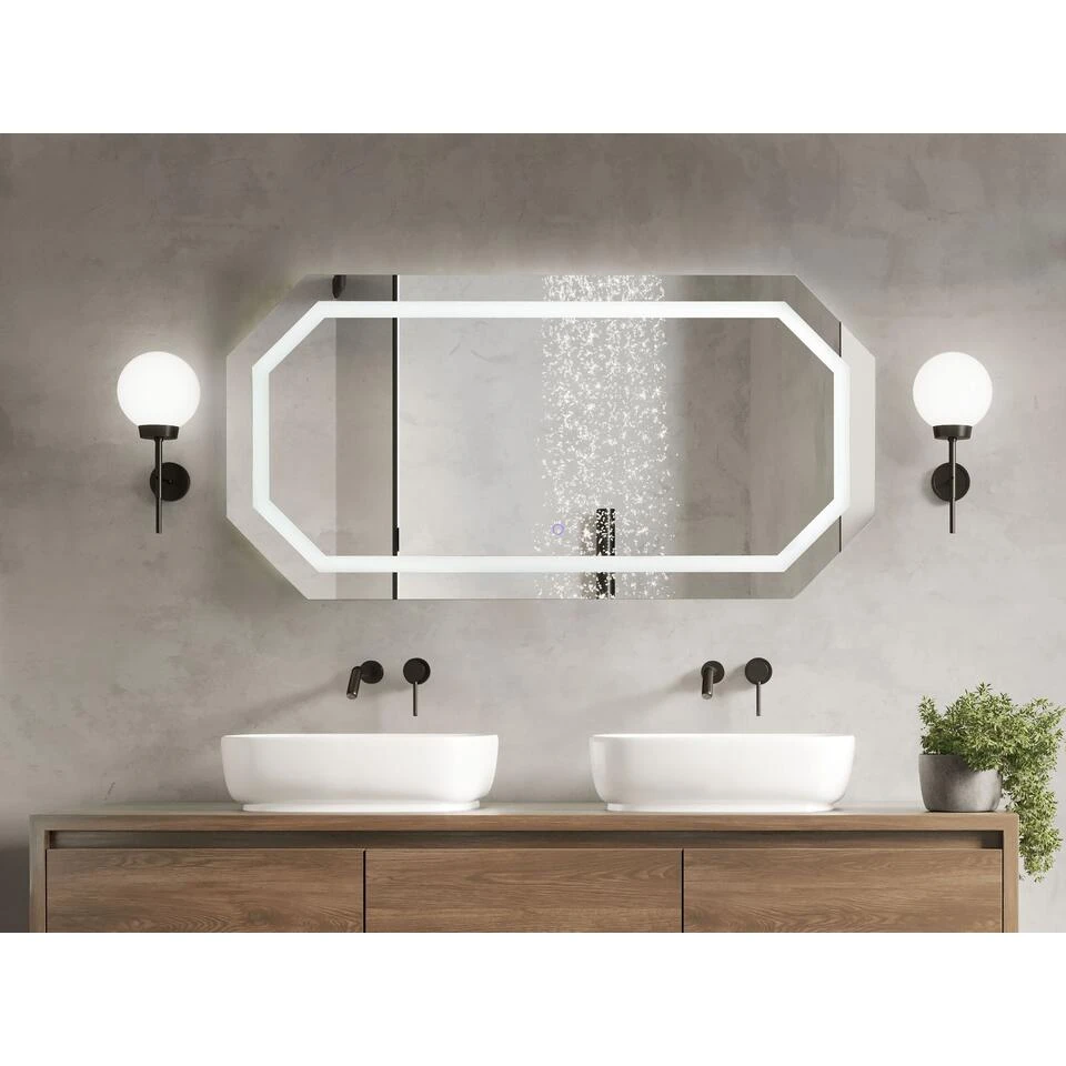 Beliani Badkamerspiegel LOCMARIAQUER - Zilver Glas Beliani Badkamerspiegel LOCMARIAQUER - Zilver Glas -Beliani e94695c99b9e4234b04481835fd0a92c