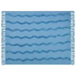 Beliani Plaid KHARI - Blauw Katoen -Beliani ea1e9a22ce9b461184dca6577d681fad