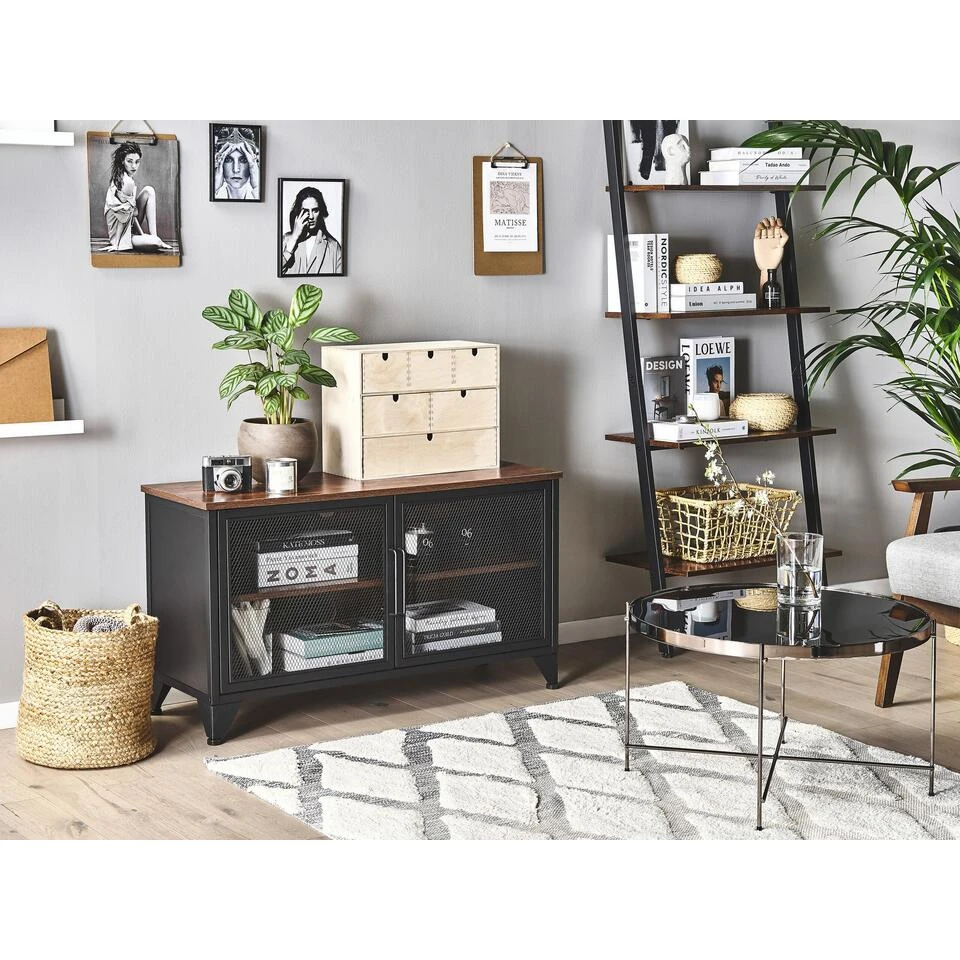 Beliani TV-kast VINCE - Donkere Houtkleur Vezelplaat, Staal Beliani TV-kast VINCE - Donkere Houtkleur Vezelplaat, Staal -Beliani ec0b13d1565a4991808978c020b77875