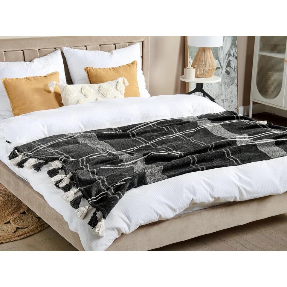 Beliani Plaid KULAC - Zwart Katoen Beliani Plaid KULAC - Zwart Katoen -Beliani f5b483a972e046f7865e91f96005f8f2